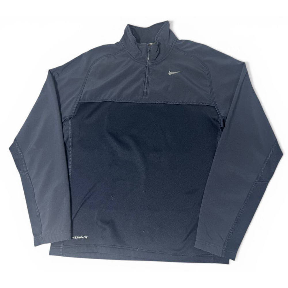 Nike Therma-FIT Pullover Men Large Gray Quarter Zip Athletic Sweatshirt